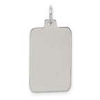 Sterling Silver Rhod.-plated Eng. Rect. Polish Front/Satin Back Disc Charm