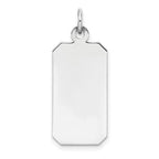 SSilver Rh-plt Engravable Rectangle Polished Front/Satin Back Disc Charm