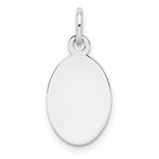 Sterling Silver Rh-plt Engraveable Oval Polished Front/Back Disc Charm