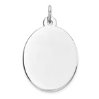 Sterling Silver Rhod-plate Eng. Oval Polish Front/Satin Back Disc Charm
