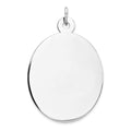 Sterling Silver Rhod-plate Eng. Oval Polish Front/Back Disc Charm