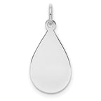SSilver Rh-plt Engravable Teardrop Polished Front/Satin Back Disc Charm
