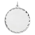 Sterling Silver Rhod-plated ENG. Round Polish Front/Satin Back Disc Charm