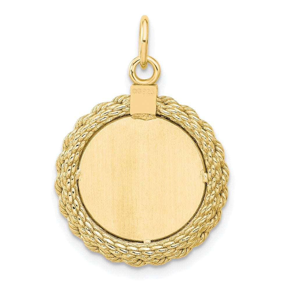 Sterling Silver GP Engraveable Round with Rope Polished Disc