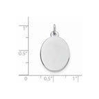 Sterling Silver Rhod-plate Eng. Oval Polish Front/Satin Back Disc Charm
