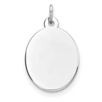 Sterling Silver Rhod-plate Eng. Oval Polish Front/Satin Back Disc Charm