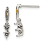 Sterling Silver Antiqued w/14k 2-stone Mother's Earring