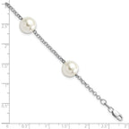 Majestik Sterling Silver Rhodium-plated 10-11mm White Imitation Shell Pearl Hand-knotted 4 Station Bracelet
