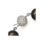 Sterling S Majestik Rh-pl 12-13mm Blk Imitat Shell Pearl w/CZ Clasp Bracele