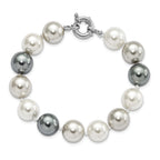 Majestik Sterling Silver Rhodium-plated 12-13mm Multi-color Imitation Shell Pearl Hand-knotted Bracelet