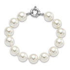 Majestik Sterling Silver Rhodium-plated 12-13mm White Imitation Shell Pearl Hand-knotted Bracelet