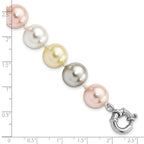 Majestik Sterling Silver Rhodium-plated 12-13mm Multi-Color Imitation Shell Pearl Hand-knotted Bracelet