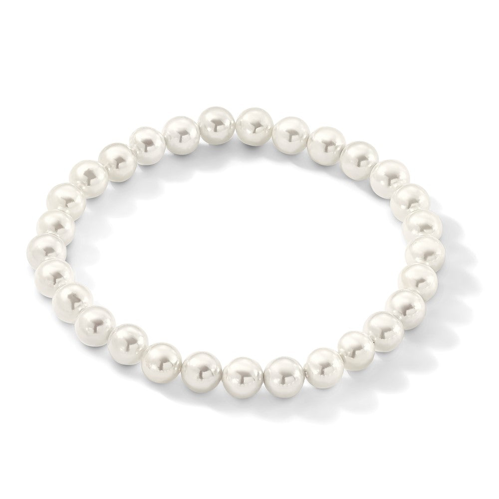 Majestik 7-8mm White Imitation Shell Pearl Stretch Bracelet