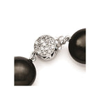 Sterling S Majestik Rh-pl 14-15mm Coin Blk Imitat Shell Pearl CZ Clasp Brac