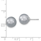 Majestik Sterling Silver Rhodium-plated 10-11mm Grey Imitation Shell Pearl Stud Earrings