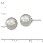 Majestik Sterling Silver Rhodium-plated 12-13mm Grey Imitation Shell Pearl Stud Earrings