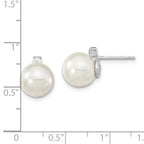 Majestik Sterling Silver Rhodium-plated 8-9mm White Imitation Shell Pearl and CZ Post Earrings