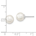 Majestic Sterling Silver Rhodium-plated 8-9mm White Imitation Shell Pearl Stud Earrings