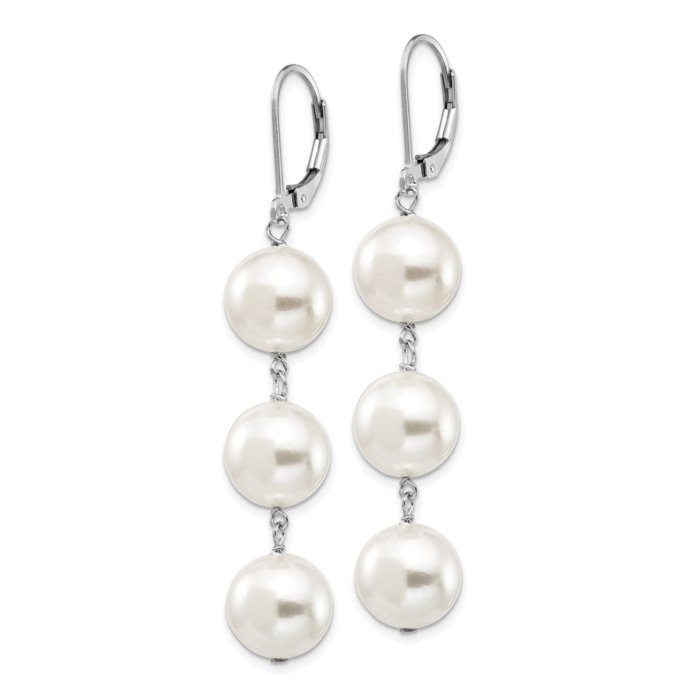 Majestik Sterling Silver Rhodium-plated 10-11mm Imitation Shell Pearl Dangle Earrings