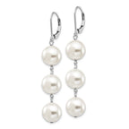 Majestik Sterling Silver Rhodium-plated 10-11mm Imitation Shell Pearl Dangle Earrings