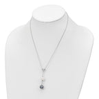 Majestik Sterling Silver Rhodium-plated 10-11mm White and Grey Imitation Shell Pearl and CZ Spring Ring Clasp 18 inch Necklace