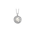 Sterling Silver Majestik Rh-plated 10-11mm Imitat Shell Pearl CZ Necklace