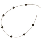Sterling Silver Majestik 10-11mm Black Shell Bead 7 Station Necklace