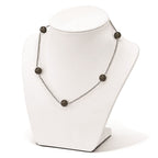 Sterling Silver Majestik 10-11mm Black Shell Bead 7 Station Necklace