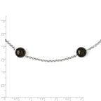 Sterling Silver Majestik 10-11mm Black Shell Bead 7 Station Necklace