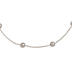 Sterling Silver Majestik 10-11mm Grey Shell Bead 7 Station Necklace