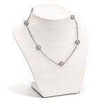 Sterling Silver Majestik 10-11mm Grey Shell Bead 7 Station Necklace