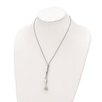 Majestik Sterling Silver Rhodium-plated 10-11mm White and Grey Imitation Shell Pearl Spring Ring Clasp 18.5 inch Necklace