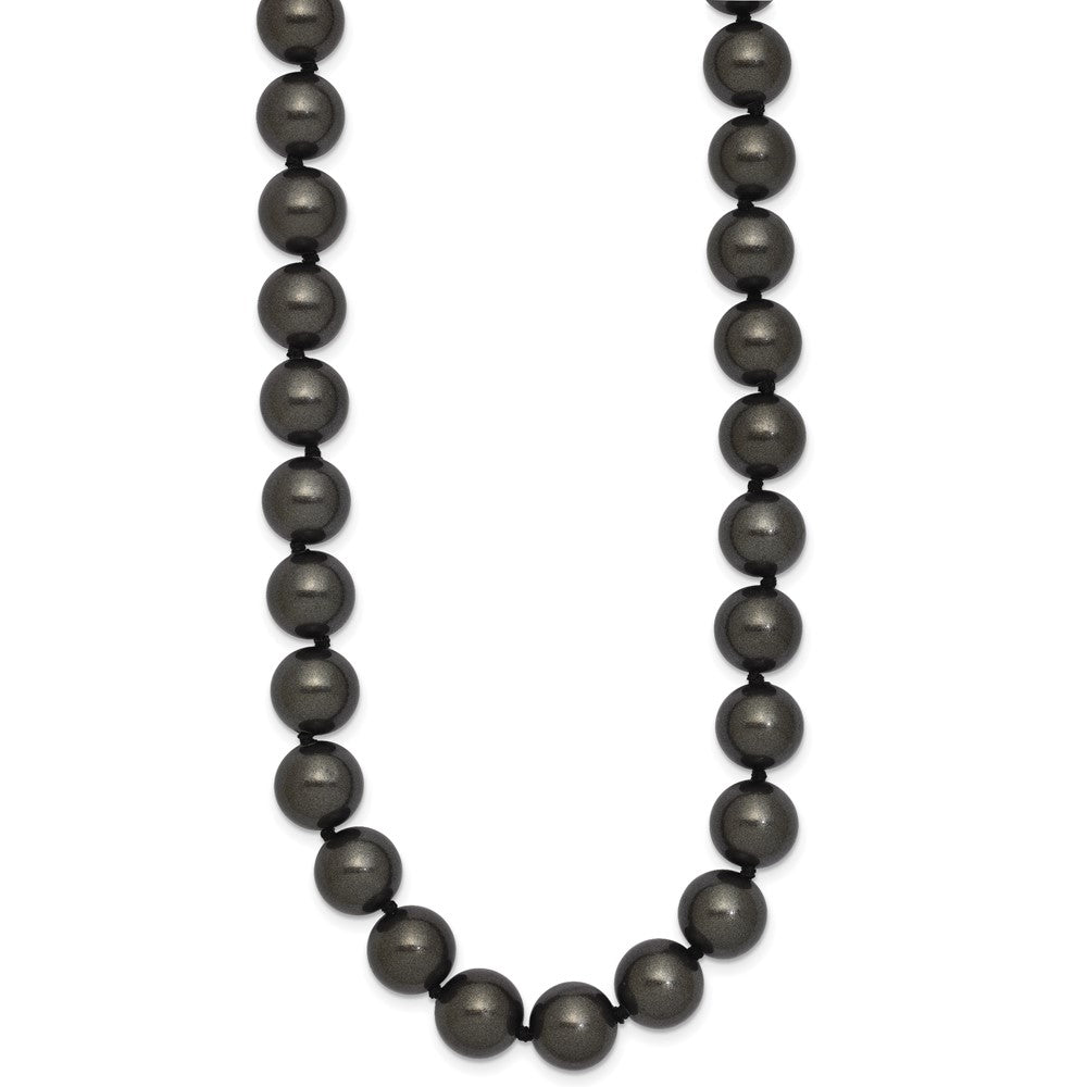 Majestik Sterling Silver Rhodium-plated 10-11mm Black Imitation Shell Pearl Hand-knotted Necklace