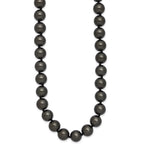 Majestik Sterling Silver Rhodium-plated 10-11mm Black Imitation Shell Pearl Hand-knotted Necklace