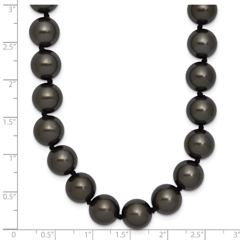 Majestik Sterling Silver Rhodium-plated 10-11mm Black Imitation Shell Pearl Hand-knotted Necklace