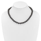 Majestik Sterling Silver Rhodium-plated 10-11mm Black Imitation Shell Pearl Hand-knotted Necklace