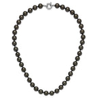 Majestik Sterling Silver Rhodium-plated 10-11mm Black Imitation Shell Pearl Hand-knotted Necklace