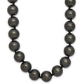 Majestik Sterling Silver Rhodium-plated 10-11mm Black Imitation Shell Pearl Hand-knotted Necklace