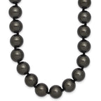 Majestik Sterling Silver Rhodium-plated 10-11mm Black Imitation Shell Pearl Hand-knotted Necklace