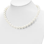 Majestik Sterling Silver Rhodium-plated 10-11mm White Imitation Shell Pearl Hand-knotted Necklace