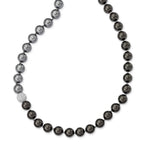 Majestik 10-11mm Black Grey Imitation Shell Pearl Crystal Slip-on Hand-knotted Necklace