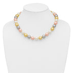 Majestik Sterling Silver Rhodium-plated 12-13mm Multi-Color Imitation Shell Pearl Hand-knotted Necklace