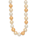 Majestik Sterling Silver Rhodium-plated 12-13mm Yellow and White Imitation Shell Pearl Hand-knotted Necklace