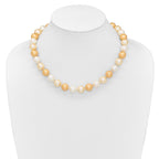 Majestik Sterling Silver Rhodium-plated 12-13mm Yellow and White Imitation Shell Pearl Hand-knotted Necklace