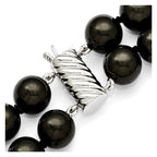 Sterling S Majestik Rh-pl 2 Row 10-11mm Blk Imitat Shell Pearl Necklace