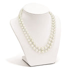 Majestik Sterling Silver Rhodium-plated 2 Row 6-12mm Graduated White Imitation Shell Pearl Hand-knotted Necklace with 2 inch Extender