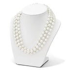 Majestik Sterling Silver Rhodium-plated 3 Row 10-11mm White Imitation Shell Pearl Hand-knotted Necklace