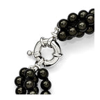 Sterling S Majestik Rh-pl 4 Row 4-5mm Blk Imitat Shell Pearl Twisted Neck
