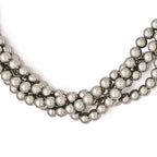 Sterling S Majestik Rh-pl 4Row 4-5mm Grey Imitat Shell Pearl Twist Necklace