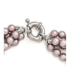 Sterling Silver Majestik 4Row 4-5mm Purple Shell Bead Twist Necklace